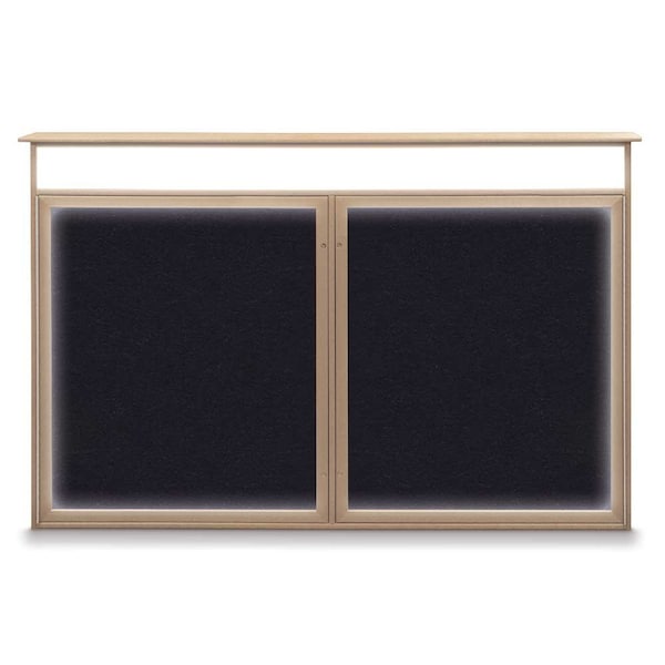 United Visual Products 96"x48" 2-Door Enclosed Outdoor Letterboard, Grey Felt/Bronze UV1161DDD9648PLUS-BRONZE-GREY - main